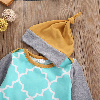 Baby Kids Boy Girl Warm Infant Jumpsuit Bodysuit+Hat Clothes Outfit 2pcs