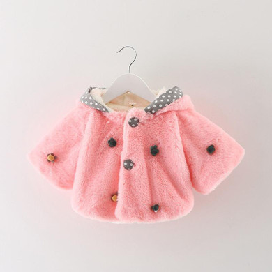 Baby infant girls fur winter warm coat cloak jacket thick warm clothes baby princess cute hooded long sleeve coats free shipping