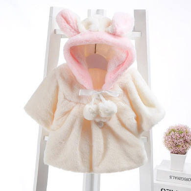 Baby Infant Girls Fur Winter Warm Coat Cloak Jacket Thick Warm Clothes Baby Girl Cute Hooded Long Sleeve Coats