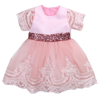 Baby Girls Solid Color Lace Ball Gown Party Tutu Formal Dresses Girl Flower Princess Bow Toddler Baby Girls Clothing
