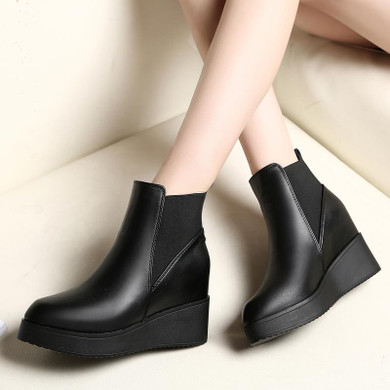 De La Chance 2017 Genuine Leather Autumn Winter Boots Shoes Women Ankle Boots Female Wedge Boots Women Boot Platform Shoes