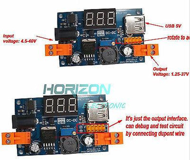 DC Buck Converter 1.25-37V Step-Down Power Module+LED Voltmeter LM2596