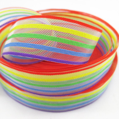 David accessories width:21mm Rainbow colors organza polyester ribbon 5yards, DIY handmade materials, wedding gift wrap,5Y42268