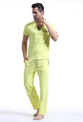 WANGJIANG NEW Fashion patchwork male lounge set cotton sleepwear pajama pants set