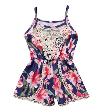 Lovely Infant Baby Girl Sleeveless Lace Floral Romper Jumpsuit Outfits Sunsuit Clothes