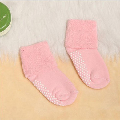 Lovely 1-3 Year Old Cotton Baby Socks Thick Baby Solid Color Socks for Children Kids Antiskid Socks Toddler