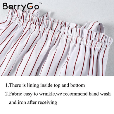 BerryGo Off shoulder stripe elegant jumpsuit romper White strap backless bow overalls Sexy summer beach  playsuit women outfit