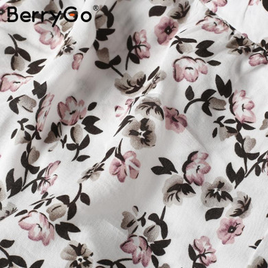 BerryGo Floral print ruffle jumpsuit romper women Sexy backless deep v neck jumpsuit Causal hollow out summer overalls playsuit