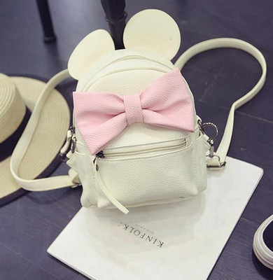 Berno Fly 2017 mini backpack female bag quality pu leather women backpacks Korean version of Mickey ears sweet bow College Wind