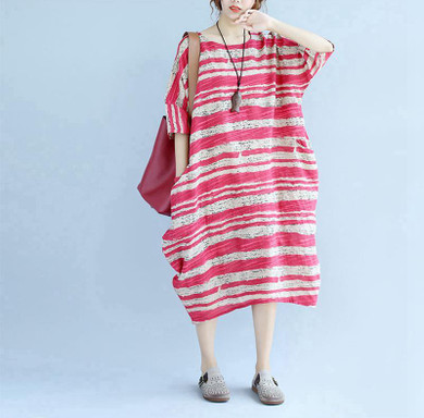 elseisle Striped Dress Plus Size New Korean Fashion Summer Style Stripe Dress For Ladies Women Summer Dress 2017 Wave Stripes