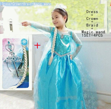 elsa dress girls Halloween Costumes for kids snow queen cosplay dresses princess anna elza fantasia vestido infantils