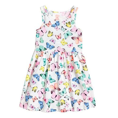 Girls Cotton Dress butterfly 2017 Brand Summer Sleeveless Flower Princess Dress for Kids Girls Dresses