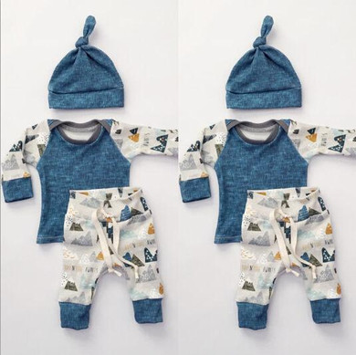 Newborn Baby Girl Boys Clothing Long Sleeve Tops Cotton T-shirt Cute Pants Fashion Outfits Set Clothes 3PCS