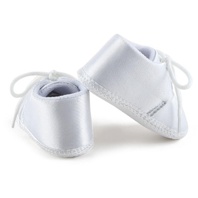 Newborn Baby Boy Or Girl Pure White The Baptism Of Shoes Unique Lace-up Soft Sole Cotton Christening First Walkers