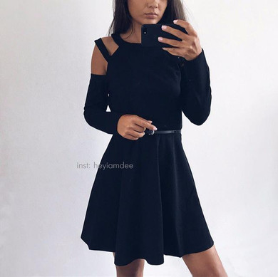 Rosetic Gothic Mini Dress Black Fashion Hollow Autumn Women Casual Dress Dark Street Wild Sexy Preppy A-Line Goth Mini Dresses