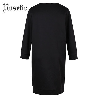 Rosetic Gothic Blouse Black Print Crescent Women Autumn Loose Casual Shirt Preppy O-Neck Darkness Moon Street Fall Goth Blouses