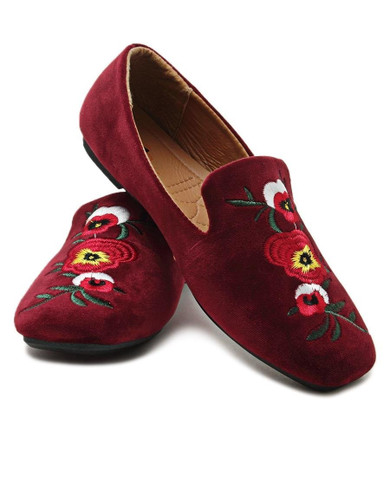 Rose Print Pumps - Red
