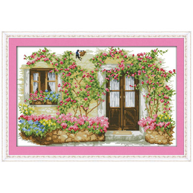 Rose Cabin Patterns Counted Cross Stitch 11CT 14CT Cross Stitch Set Wholesale Scenery Cross-stitch Kit Embroidery Needlework