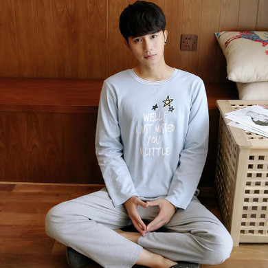 JRMISSLI Autumn Winter Men's Pajamas sets Home Clothing Thick 100% Cotton Pyjamas Men Cartoon Sleepwear Lounge Homewear M99017