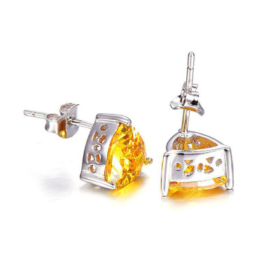 JQUEEN Jewelry Making 925 Sterling Silver Jewelry set Triangle Citrine Natural Gem Jewelry Sets with jewelry box