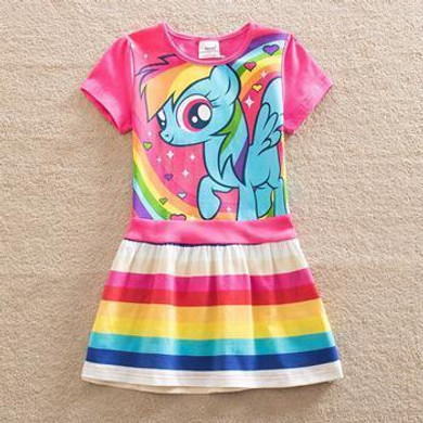 New Baby Girls Dresses Girls Little Pony Derss Cartoon Princess Costume Kids Clothes For 2-7Y Summer Style Children's Clothing