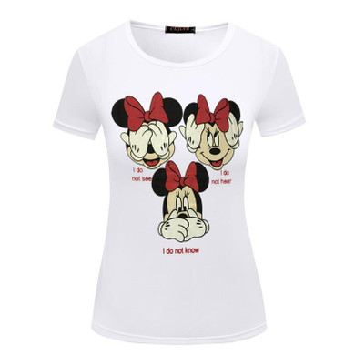 New 2018 Summer T-shirts Women Cute Minnie Mouse Cartoon Printed Sweet T-shirt Womens Tops Females Hot Tees Female European Slim