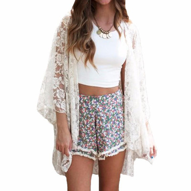 New 2018 Summer Kimono Cardigan Beach Cover-Ups Blusas Women Embroidery Tops Blouse Blouses Sexy Lace Plus Size Shirt Tops