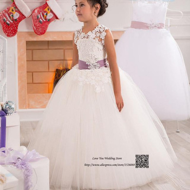Christmas Flower Girl Dresses for Weddings Vestidos de Primera Comunion Lace Pageant Dresses for Girls Glitz Kids Evening Gowns
