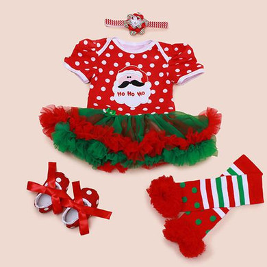 Christmas Baby Girl Clothes Newborn Baby Romper Dress+Headband+Shoes+Leggings 4pcs Infant Clothing Set Xmas baby clothes