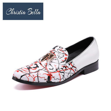 Christia Bella Brand Designer New High-end Graffiti Printing Men Shoes Luxury Fashion Men Loafers Men's Flats Size Plus Size 47