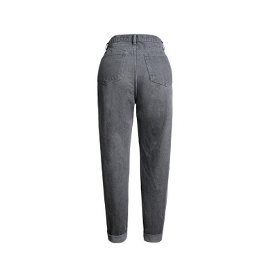 ChoosyVirgo  Boyfriend Casual Loose Ripped Ladies Jeans Oversized Straight denim Pants Rose Embroidery Hole Women Trousers