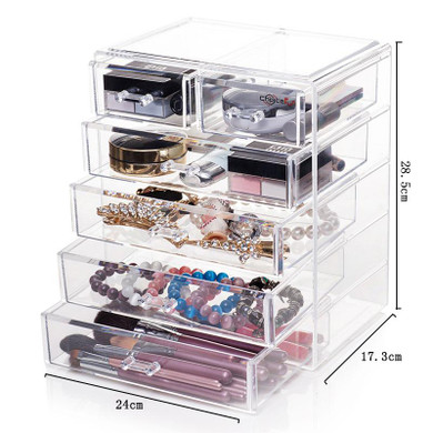 CHOICEFUN Best Selling Office Large Jewelry Box 5 Drawers Acrylic Cosmetic Organizer Glossy Makeup Organizer Drawers SF-1549-6