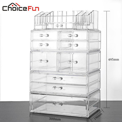CHOICE FUN Large 9 Drawer Plastic Desktop Makeup Casket Box Storage Of Clear Big Acrylic Makeup Cosmetic Organizer For Cosmetic