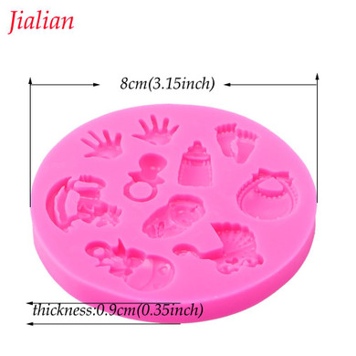 Baby Shower Party stroller hand bottle Trojan Shape 3D fondant cake silicone mold kitchen candy cupcake decoration tools F0300