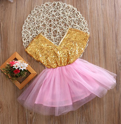 Baby Sequin Bow dress Summer Toddler Girls Dress Flower Princess Wedding Party Pageant Fancy TUTU Dress