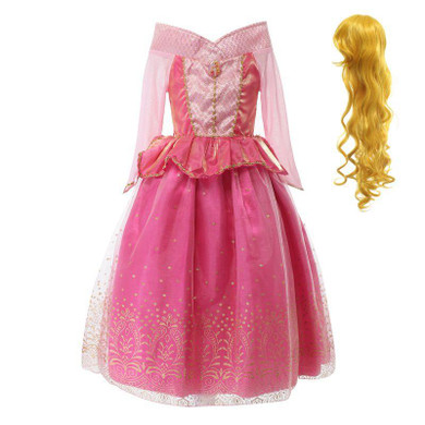 MUABABY Princess Summer Dresses Girls Sleeping Beauty Aurora Cosplay Costume Kids Halloween Birthday Party Tutu Dresses Fantasy
