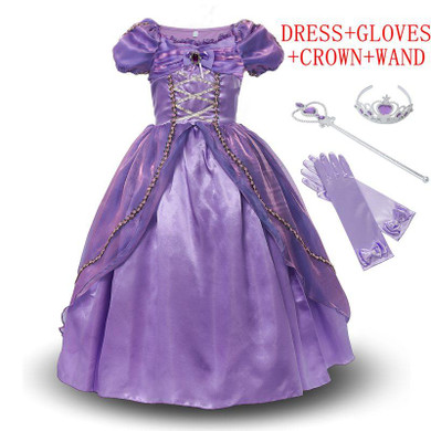 MUABABY Girls Princess Rapunzel Dress Costume Children Deluxe Tangled Dress up Clothing Kids Girl Part Dress Halloween Birthday