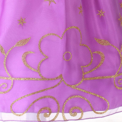 MUABABY Girls Princess Dresses Child Tangled Rapunzel Costume Kids Short Sleeve Flower Summer Party Dress Girl Birthday Clothing