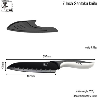 MU Brand High Quality Santoku Knife 7 Inch Stainless Steel Knife Professional Kitchen Tools Black Blade Kitchen Knife Hot Sale