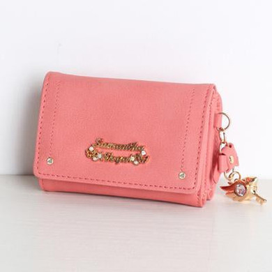 MSMO Cardcaptor sakura purse wallet cute anime leather trifold slim mini wallet women small clutch female purse coin card holder