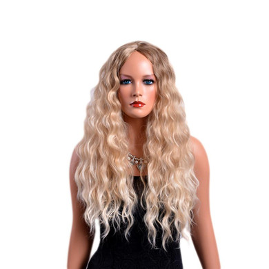 MSIWIGS 28 Inches Long Curly Wigs for Women Blonde Color American Afro Synthetic Hair Ombre Wig