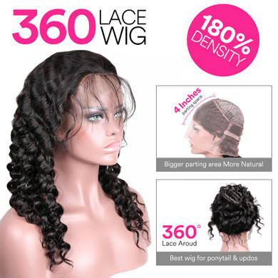 MS Lula Pre Plucked 360 Lace Frontal Wig Medium Size 180% Density Natural Hairline Loose Wave Brazilian Hair Remy Human Hair