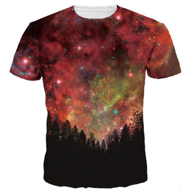 Mr.1991INC New Fashion Men/Women 3d T-shirt Summer Tops Tees Digital Print Night Trees Space Galaxy 3d Tshirts