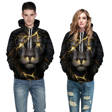 Mr.1991INC New Fashion Men/Women 3d Sweatshirts Print Golden Lightning Lion Hooded Hoodies Thin Hoody Tracksuits Tops
