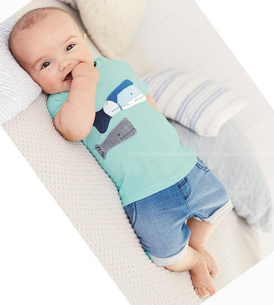 2018 Summer fish Pattern Kids Clothes Sets Baby boy Clothes T-shirt + jeans Newborn clothes baby clothing set infant suit
