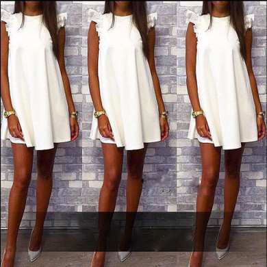 2018 Summer Fashion New Women Straight Dress Casual O-neck Sleeveless Loose Beach Dress Mini Party Butterfly Sleeve Dresses