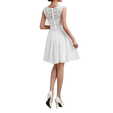 2018 Summer Elegant Women Crochet Lace Chiffon Dress Sleeveless O-neck Mini Bodycon Dress Plus Sizes