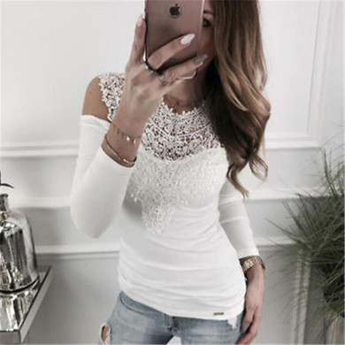 2018 Spring Summer Women Lace Blouse Strapless Fashion Blouses Shirts Crochet Blusas Casual Female Clothing Plus Size Femme Tops