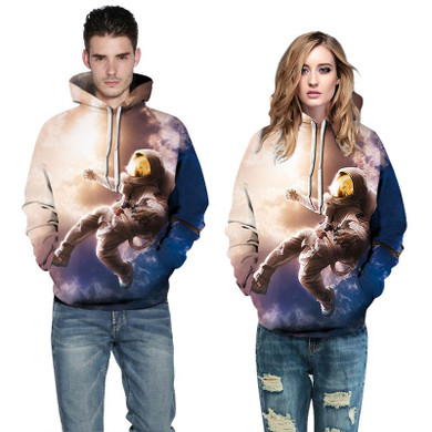 Mr.1991INC New Fashion Men/Women 3d Sweatshirt Print Astronauts On The Moon Thin Hooded Hoodies Hoody Pullovers
