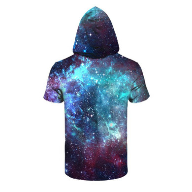 Mr.1991INC New Fashion Hooded T-shirt Men/women 3d T-shirt Print Blue Nebula Space Galaxy T shirt With Hat Hip Hop Tops Tees